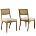 Modway - Nimba Faux rotin Tissu Chaises de salle à manger Ensemble de 2 - Ivoire à tissage de bruyère-Ensemble de 2 chaises à manger sans accoudoirs
