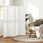 HOMCOM - Séparateur de pièce autoportant à motif géométrique 4 panneaux pour chambre - blanc-Matériau : Tissu non tissé, bois de paulownia  
