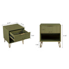 Manhattan Comfort - Dumbo table de chevet moderne 1 tiroir et commode 3 tiroirs - vert olive - ensemble de 2-Pieds en métal doré élégamment évasés ajoutant un design mode sans couture et de la durabilité Hauteur des pieds : 18,6 cm