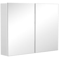 HOMCOM - Armoire à pharmacie murale avec miroir et deux portes - blanc-Conception murale, prend peu de place   