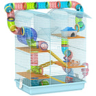 PawHut - Cage pour Hamster 18,5 po L avec Système de Tubes & Roue d'Exercice - Bleu Clair-Plusieurs plateformes augmentent le plaisir d’exploration et d’escalade