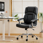 HOMCOM - Fauteuil de bureau grand et haut avec coussin à ressorts - capacité de 400 lbs-Supporte jusqu'à 396 lb (180 kg) avec une assise large, conçu pour les personnes grandes et corpulentes 