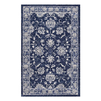 Modway - Kazia Treillis floral vieilli Tapis de 5 pi l x 8 pi L - Bleu foncé et ivoire-Tapis à treillis floral vieilli