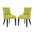 Modway - Regent Tissu Fauteuil d’appoint de salle à manger Ensemble de 2 - Herbe de blé-Cadre en bois massif