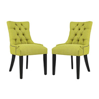 Modway - Regent Tissu Fauteuil d’appoint de salle à manger Ensemble de 2 - Herbe de blé-Cadre en bois massif