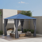 Outsunny - Pavillon à toit rigide 10 pi l x 10 pi L - pavillon de patio extérieur - gris foncé-Toit rigide en polycarbonate pour protéger du soleil