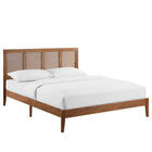 Modway - Sirocco Rotin et bois Lit plateforme Queen, Noyer-Assemblée requise