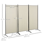 HOMCOM - Séparateur de pièce autoportant à 3 panneaux à double charnière pour bureau à domicile - beige-Matériau : Polyester, Métal 
