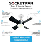 Bell+Howell - Ventilateur de plafond Socket Breeze avec lumière et télécommande-Le ventilateur et la lumière fonctionnent ensemble ou séparément, et l'appareil mémorise vos derniers réglages pour un confort en une touche