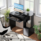 HOMCOM - Bureau d'ordinateur avec plateau à clavier coulissant - 39,25 po L x 15,75 po l x 34 po H - noir-La plateforme supérieure latérale est idéale pour les imprimantes et autres équipements de bureau