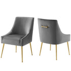Modway - Discern Velours Performance Rembourré Chaise à manger Ensemble de 2 - Gris-Ensemble de 2 chaises pour salle à manger ou d’accent