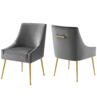 Modway - Discern Velours Performance Rembourré Chaise à manger Ensemble de 2 - Gris-Ensemble de 2 chaises pour salle à manger ou d’accent