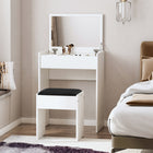 HOMCOM - Coiffeuse miroir - 23,7 po L x 15,8 po l x 31,1 po H - blanc-Fabriqué en bois aggloméré solide, il peut supporter des années d'utilisation fiable 
