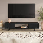 Hudson&Canal - Meuble TV Lucien pour téléviseurs jusqu'à 78" - Grain noir-Construit à partir de matériaux MDF de haute qualité dans une finition blanche en aulne fabriquée à la main, et les pieds sont en acier robuste
