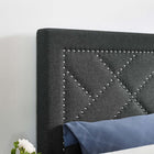 Modway - Reese Tête de clous Tissu de lin rembourré Tête de lit complète / Queen, Gris-Tissu doux en tissu de lin