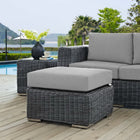 Modway - Summon Terrasse extérieure Ottoman Sunbrella in Toile gris-Tissage rond en rotin synthétique