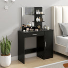 HOMCOM - Coiffeuse avec miroir - 35,4 po L x 15 po l x 54,3 po H - noir-Livré avec une armoire à porte, un tiroir pratique, trois étagères de rangement ouvertes et un compartiment ouvert 