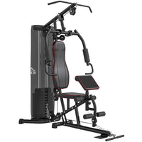 Soozier - Salle de sport à domicile-Salle de sport multifonctionnelle : Poulie basse/haute, Écarté couché, Développé couché, Extension des jambes, Curl avec pupitre à biceps 