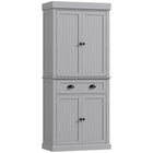 HOMCOM - Armoire de cuisine 71 po avec étagères à épices et éclairage LED - gris-Lumière LED réglable avec capteur pour améliorer la visibilité et l'efficacité énergétique 