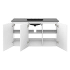 Modway - Bryn Fixation murale de 48" Vanette de salle de bain - Blanc Noir-Trous de robinet centraux 8"