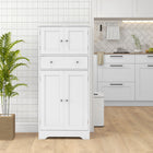 HOMCOM - Armoire de cuisine 50,5 po avec portes et étagère réglable - blanc-Une étagère réglable à 3 niveaux offre une organisation personnalisée 