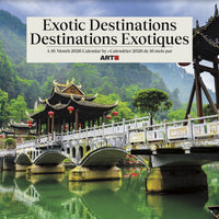 DateWorks - 2026 Calendrier Mural 16 Mois - 12 po x 12 po - Destinations Exotiques - Bilingue -12,00" x 12,00"