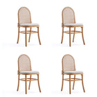 Manhattan Comfort - Lot de 4 chaises de salle à manger Paragon 44,5 cm style industriel chic, rembourrées, coloris Nature et Avoine-Chaise de salle à manger moderne style industriel chic en rotin parfaite pour la salle à manger lot de 4