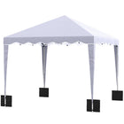 Outsunny - Tente auvent pliante 10 pi l x 10 pi L avec sac de transport, blanc-Le toit en Oxford 210D avec revêtement argenté offre une protection contre l'eau, mais pas contre les UV