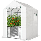 Outsunny - serre tunnel 13 pi x 9,8 pi x 6,6 pi avec 2 barres de support, vert-Le design 2-en-1 offre à la fois un espace de plantation et un cadre adapté  
