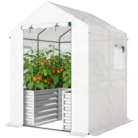Outsunny - serre tunnel 13 pi x 9,8 pi x 6,6 pi avec 2 barres de support, vert-Le design 2-en-1 offre à la fois un espace de plantation et un cadre adapté  
