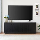 Hudson&Canal - Meuble TV Ormond pour téléviseurs jusqu'à 75" - Grain noir-Fabriqué à partir de matériaux MDF robustes avec une finition grainée noire artisanale