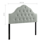 Modway - Sovereign Tissu rembourré Tête de lit Queen, Gris-Arche haute touffée