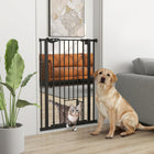 PawHut - Porte pour animaux de compagnie 41" avec porte de passage-La porte peut se fermer automatiquement lorsque son angle d’ouverture est inférieur à 90°, et reste ouverte lorsqu’il dépasse 90° (ne peut pas se fermer si l’angle est inférieur à 15°)