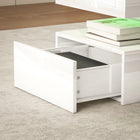 HOMCOM - Table basse LED avec 2 tiroirs - blanc-Structure robuste en panneau de particules avec patins antidérapants, supporte jusqu’à 110 lb (50 kg)