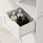 HOMCOM - Armoire de rangement de salle de bain 67 po avec lumière LED et étagère réglable - blanc-Fabriqué en MDF solide avec un kit anti-basculement, assurant la sécurité de la famille 