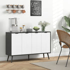 HOMCOM - Buffet moderne 47,2 po L, meuble de rangement, noir-Équipé de deux étagères réglables pour accueillir des objets de différentes hauteurs 
