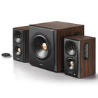 Edifier - S360DB Enceintes d'étagère Bluetooth avec caisson de basses sans fil de 8 po - Brun-Obtenez des aigus clairs grâce aux haut-parleurs d'aigus à diaphragme entièrement plan