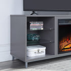 Manhattan Comfort - Ensemble de 2 cheminées modernes Brighton 60 po - Noir et gris-Comprend 2 longues ouvertures pour la gestion des câbles et des fils