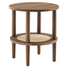 Modway - Torus Manche Table d’appoint - Noyer-Conception ronde, à deux niveaux