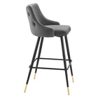 Modway - Adorn Performance Velvet Tabouret de bar - Gris-Jambes noires effilées