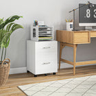 Vinsetto - Caisson mobile à 2 tiroirs pour dossiers Letter/A4 avec roulettes - blanc-Grande capacité de rangement avec deux tiroirs pour dossiers, carnets, magazines et autres fournitures de bureau 
