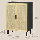 HOMCOM - Buffet boho 28,7 po L - noir-Étagères réglables permettant de ranger des objets plus grands 