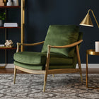 Modway - Langford Performance Velvet Fauteuil d’accent - Noyer vert mousse-Tissu de velours Performance