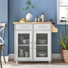 Modway - Cuisine Chariot de cuisine, Blanc Naturel-Panneau de particules et papier stratifié