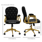 Vinsetto - Chaise de coiffeuse avec dossier et accoudoirs capitonnés à boutons - noir-Siège pivotant à 360 degrés pour une mobilité aisée et une exécution optimale des tâches