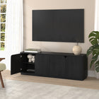 Hudson&Canal - Meuble TV Fitzroy pour téléviseurs jusqu'à 78" - Grain noir-Dimensions du produit : 15,75" L x 70" l x 24" H