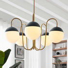 Modway - Stellar 5-Lumière Lustre - Laiton satin opale-Auvent de plafond avec adaptateur pivotant
