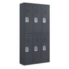 Ceha - Série RH, batterie de 3, casier 2 niveaux avec aérations à persiennes - poignée encastrée, gris graphite-Construction en acier de qualité commerciale avec revêtement poudre