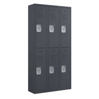 Ceha - Série RH, batterie de 3, casier 2 niveaux avec aérations à persiennes - poignée encastrée, gris graphite-Construction en acier de qualité commerciale avec revêtement poudre