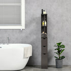 HOMCOM - Armoire de salle de bain étroite avec tiroir et étagères ouvertes - brun-Offre un grand espace de rangement avec style   